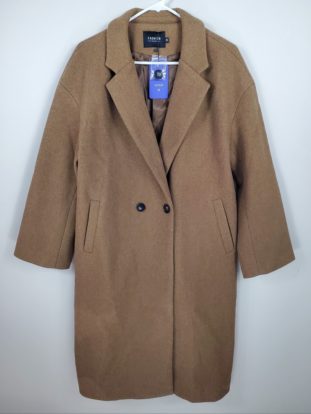 NWT ChouYatou Size M Brown Wool Blend Front Button Winter Jacket Coat